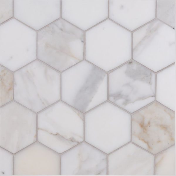 Italian Calacatta Oro Hexagon Mosaic Large - Lapicida