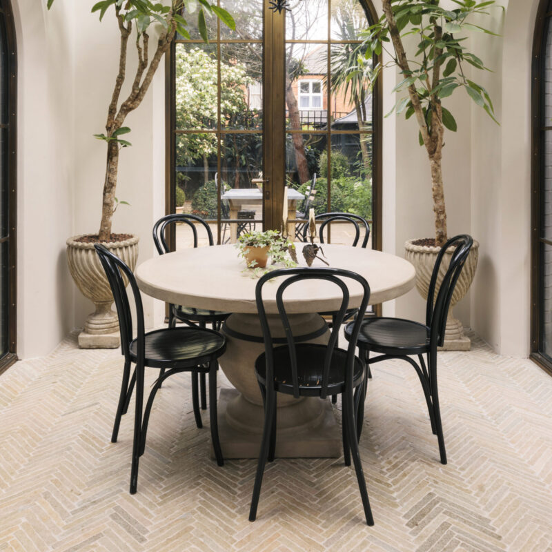 Lapicida Bordeaux Argento Herringbone flooring. Image: Anna Batchelor, Design: Charles Tashima Architects