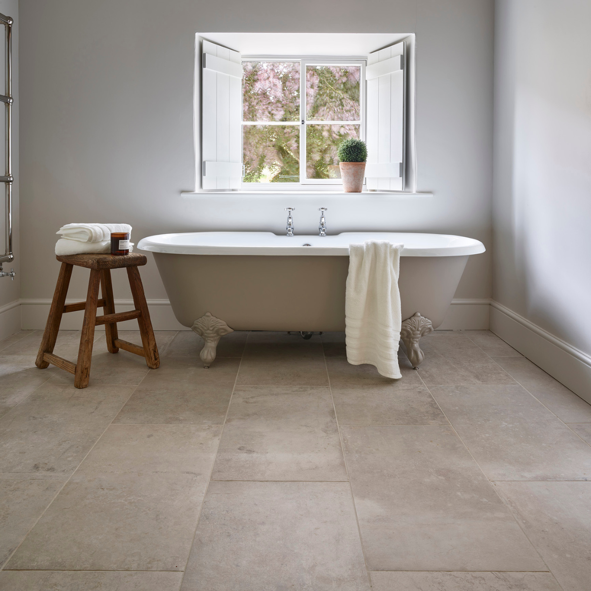 Lapicida bathroom inspiration - large format porcelain stone floor tiles