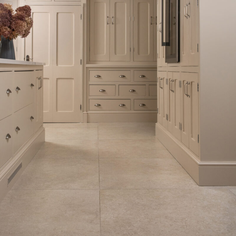 LAPICIDA Illusion White porcelain floor tiles enhance Manor House kitchen