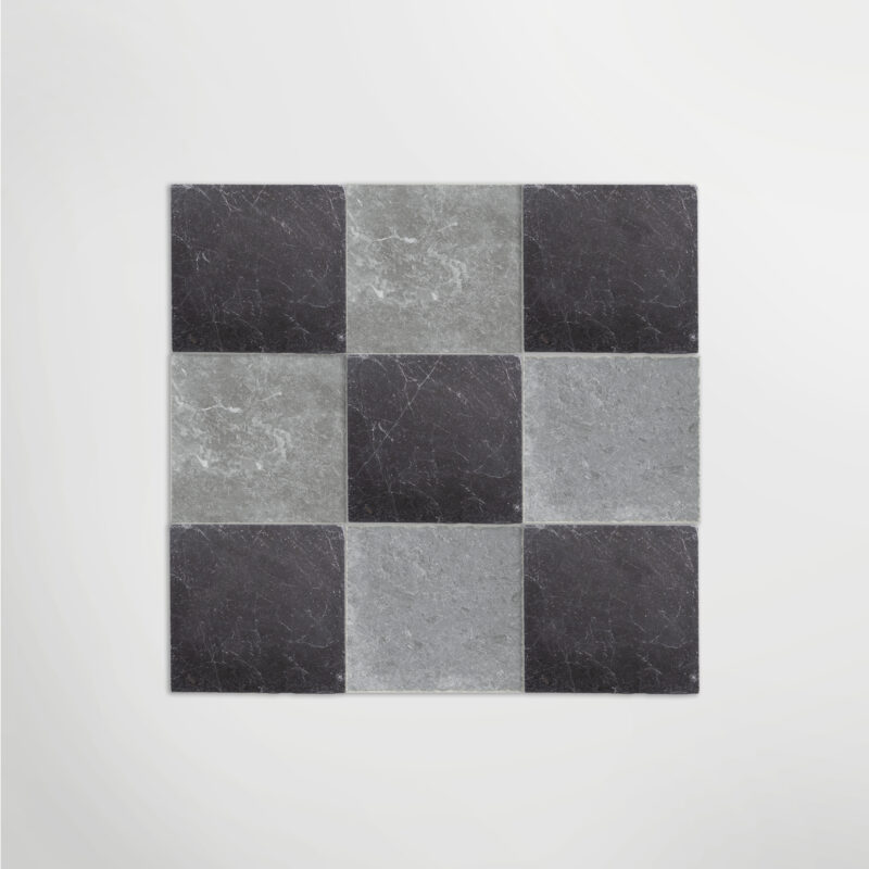 LAPICIDA Venetian Porcelain Black and Venetian Porcelain Blue Chequer pattern design