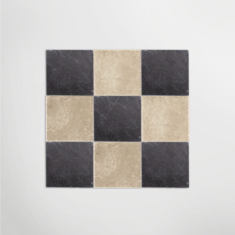 LAPICIDA Venetian Porcelain Sand and Venetian Porcelain Black Chequer pattern