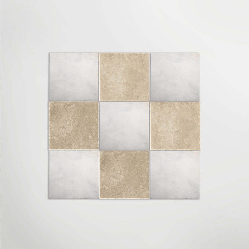 LAPICIDA Venetian Porcelain White and Venetian Porcelain Sand Chequer pattern