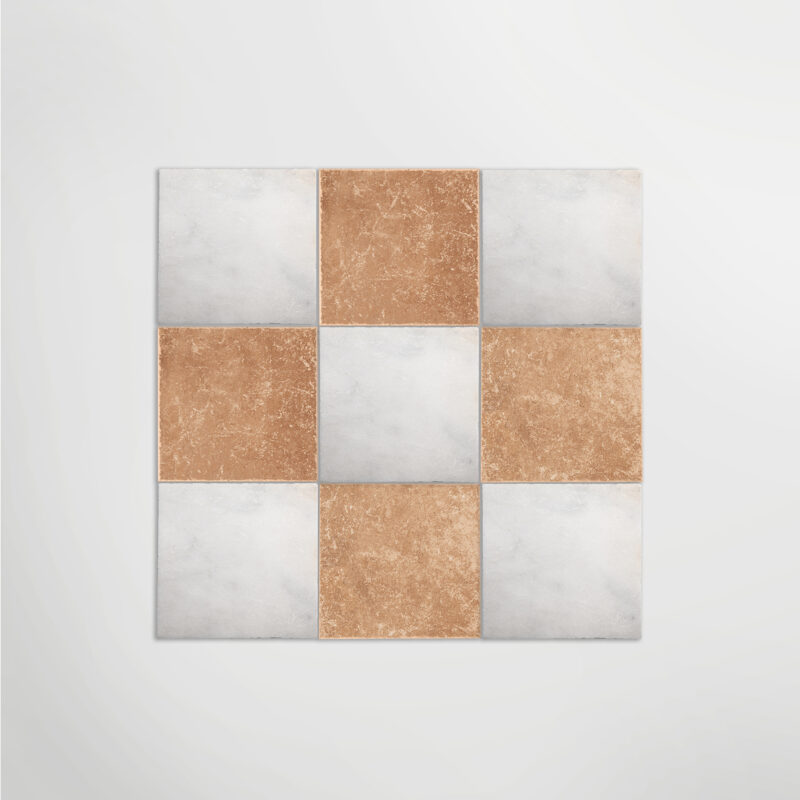 LAPICIDA Venetian Porcelain White and Venetian Porcelain Terracotta Chequer pattern