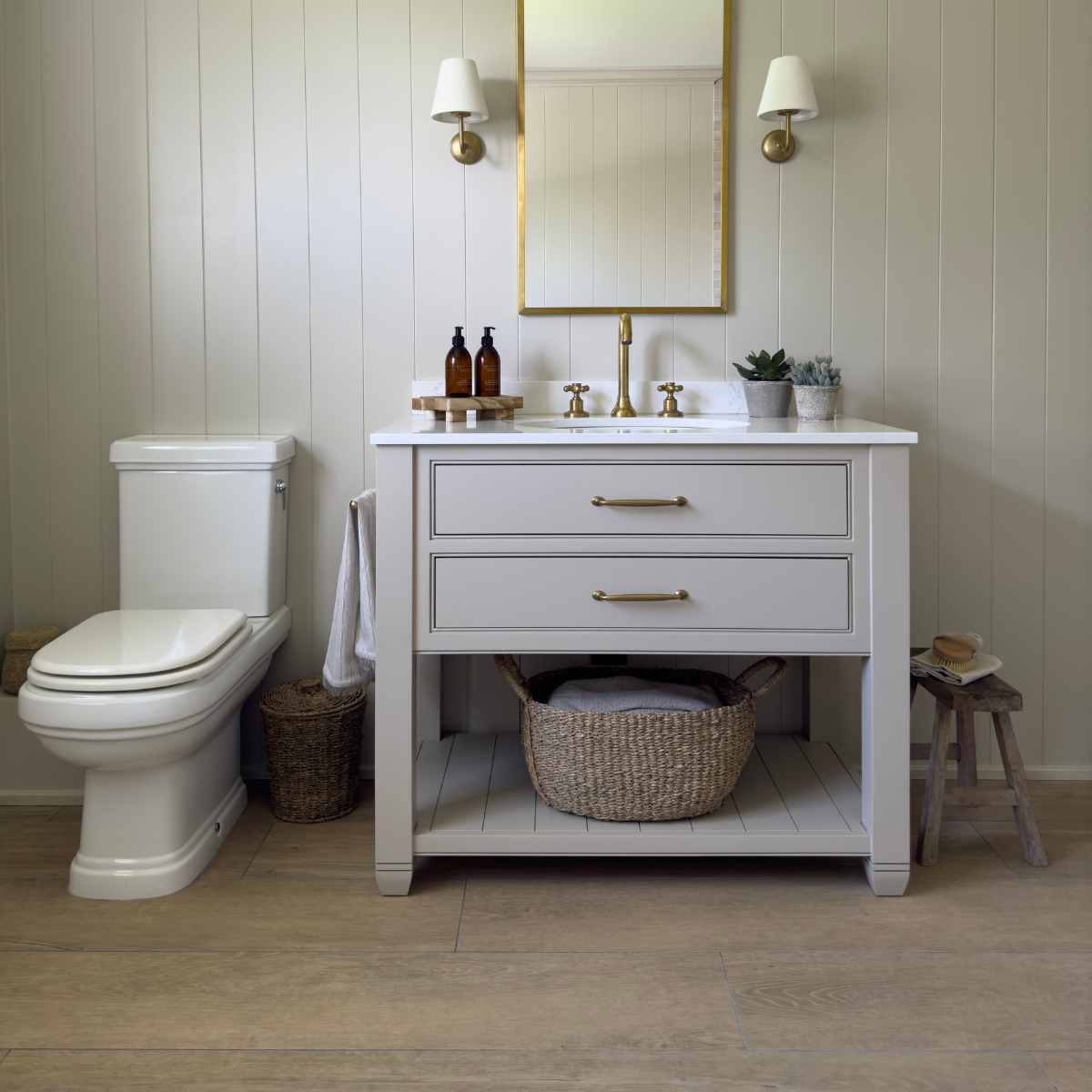 Lapicida porcelain wood planking in principal bedroom by Rachael Somerville Interiors