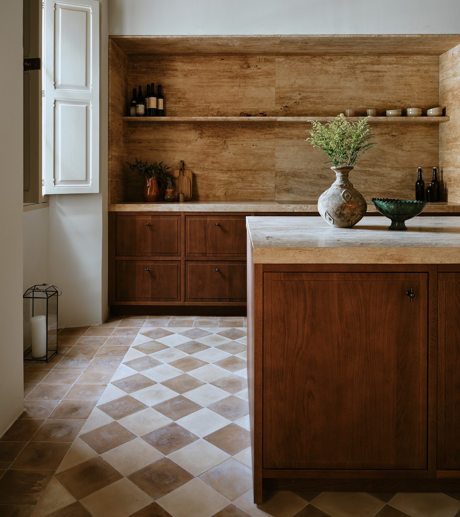 Lapicida Med Stone Byblos and D'or Chequered Floor. Credit: Est Living via Pinterest Ursela Armstrong