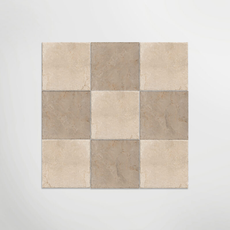 Lapicida chequer flooring - Med Stone Dor with Med Stone Byblos